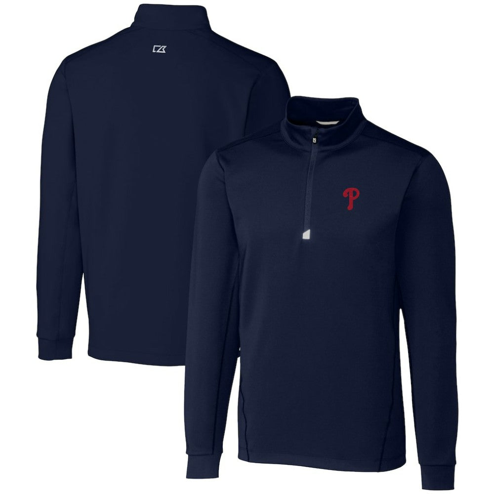 Philadelphia Phillies Cutter & Buck Traverse Stretch Quarter-Zip Pullover Top - Navy