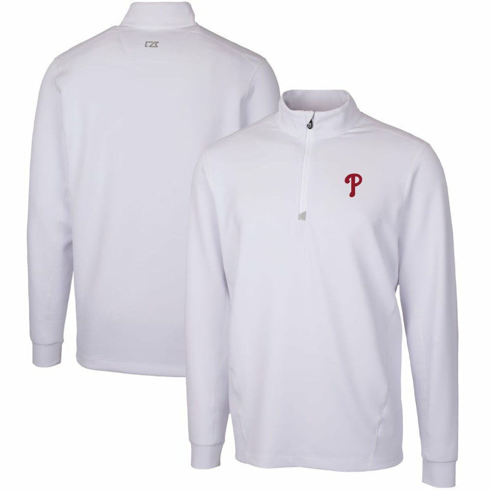 Philadelphia Phillies Cutter & Buck Traverse Stretch Quarter-Zip Pullover Top - White