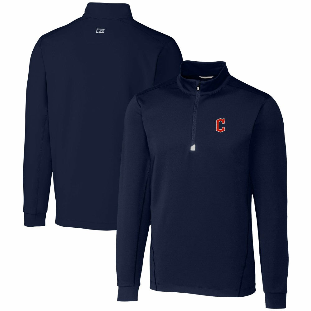 Cleveland Guardians Cutter & Buck Traverse Stretch Quarter-Zip Pullover Top - Navy