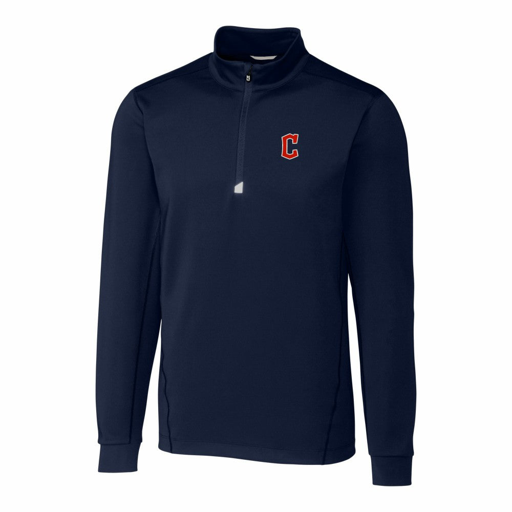 Cleveland Guardians Cutter & Buck Traverse Stretch Quarter-Zip Pullover Top - Navy
