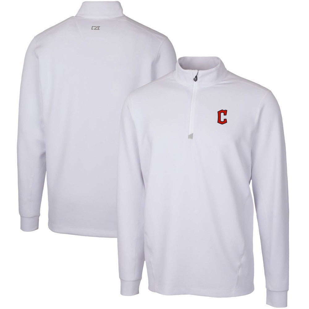 Cleveland Guardians Cutter & Buck Traverse Stretch Quarter-Zip Pullover Top - White