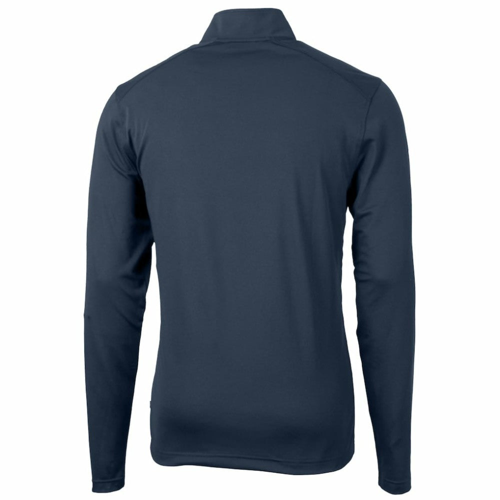 Atlanta Braves Cutter & Buck Virtue Eco Pique Recycled Quarter-Zip Pullover Top - Navy