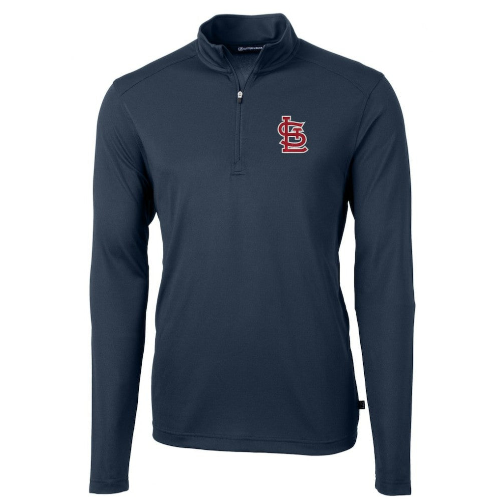 St. Louis Cardinals Cutter & Buck Virtue Eco Pique Recycled Quarter-Zip Pullover Top - Navy