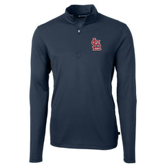 St. Louis Cardinals Cutter & Buck Virtue Eco Pique Recycled Quarter-Zip Pullover Top - Navy