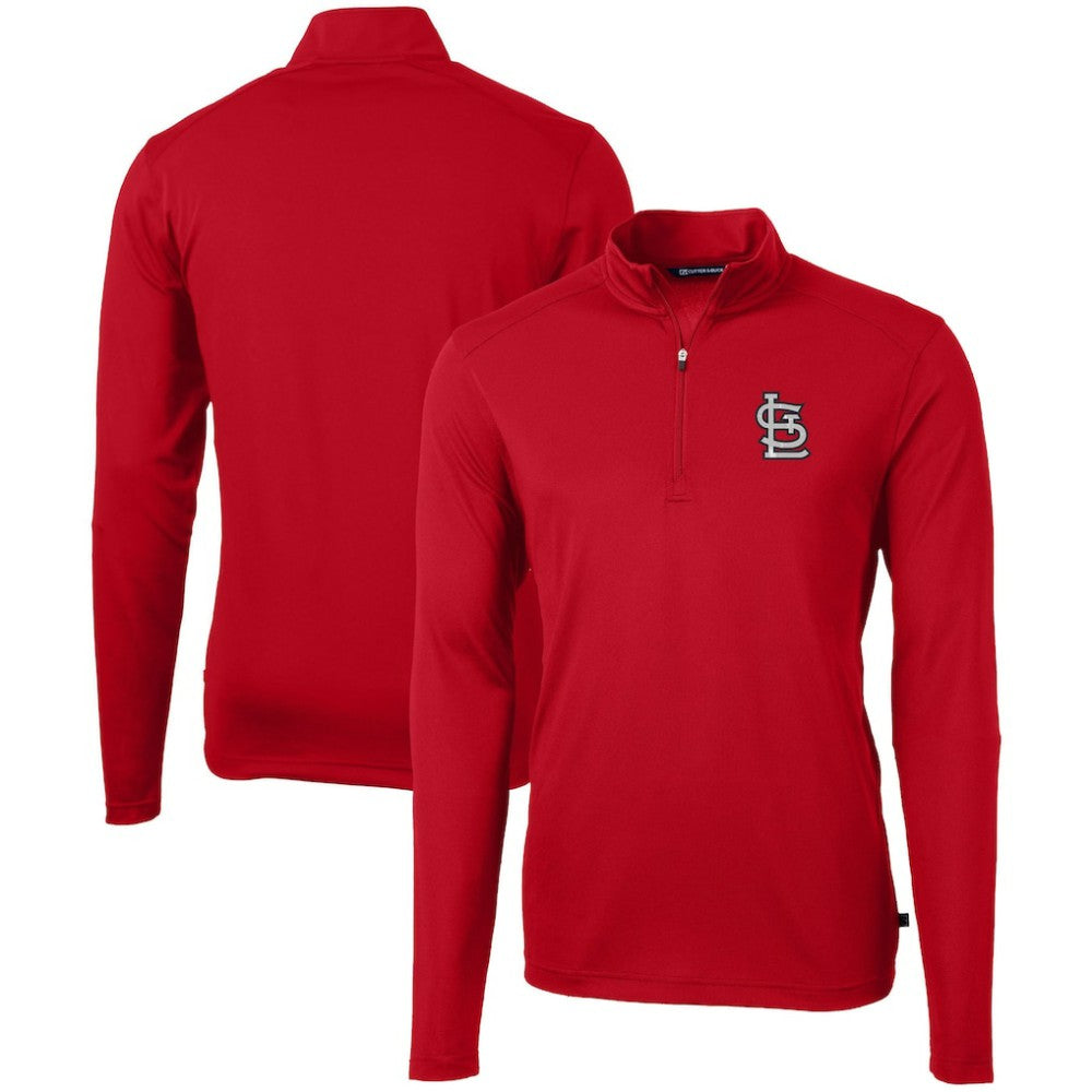 St. Louis Cardinals Cutter & Buck Virtue Eco Pique Recycled Quarter-Zip Pullover Top - Red