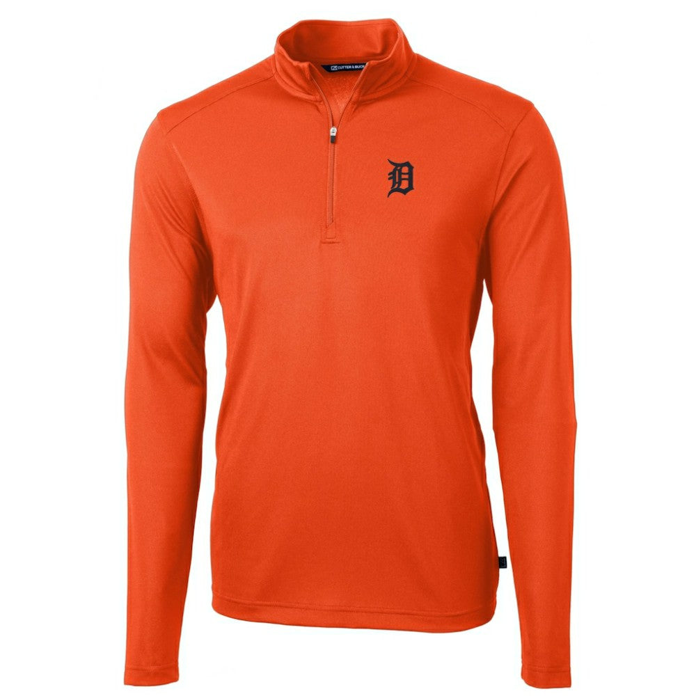 Detroit Tigers Cutter & Buck Virtue Eco Pique Recycled Quarter-Zip Pullover Top - Orange