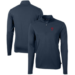 Philadelphia Phillies Cutter & Buck Virtue Eco Pique Recycled Quarter-Zip Pullover Top - Navy