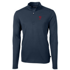 Philadelphia Phillies Cutter & Buck Virtue Eco Pique Recycled Quarter-Zip Pullover Top - Navy