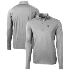 New York Yankees Cutter & Buck Virtue Eco Pique Recycled Quarter-Zip Pullover Top - Gray