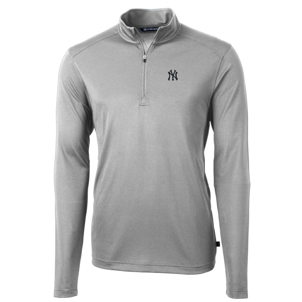New York Yankees Cutter & Buck Virtue Eco Pique Recycled Quarter-Zip Pullover Top - Gray