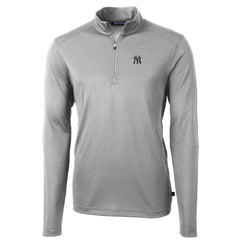 New York Yankees Cutter & Buck Virtue Eco Pique Recycled Quarter-Zip Pullover Top - Gray
