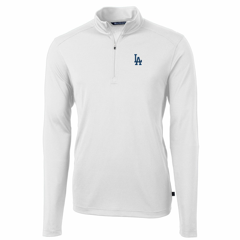 Los Angeles Dodgers Cutter & Buck Virtue Eco Pique Recycled Quarter-Zip Pullover Top - White