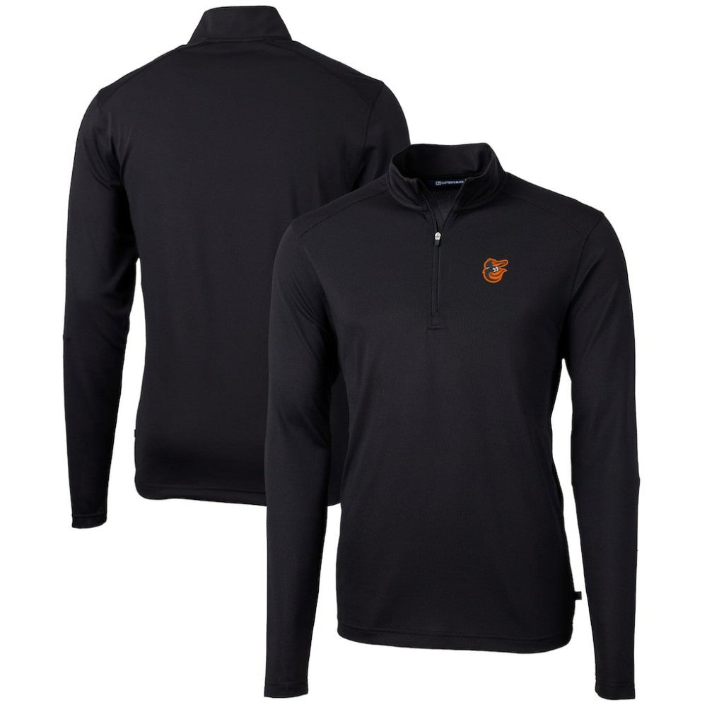 Baltimore Orioles Cutter & Buck Virtue Eco Pique Recycled Quarter-Zip Pullover Top - Black
