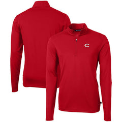 Cincinnati Reds Cutter & Buck Virtue Eco Pique Recycled Quarter-Zip Pullover Top - Red