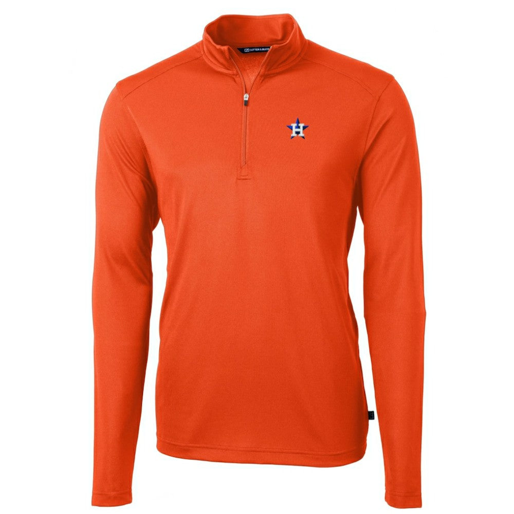Houston Astros Cutter & Buck Virtue Eco Pique Recycled Quarter-Zip Pullover Top - Orange
