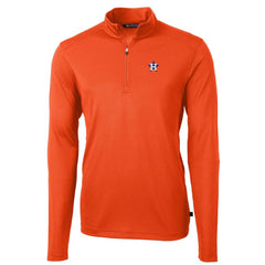 Houston Astros Cutter & Buck Virtue Eco Pique Recycled Quarter-Zip Pullover Top - Orange