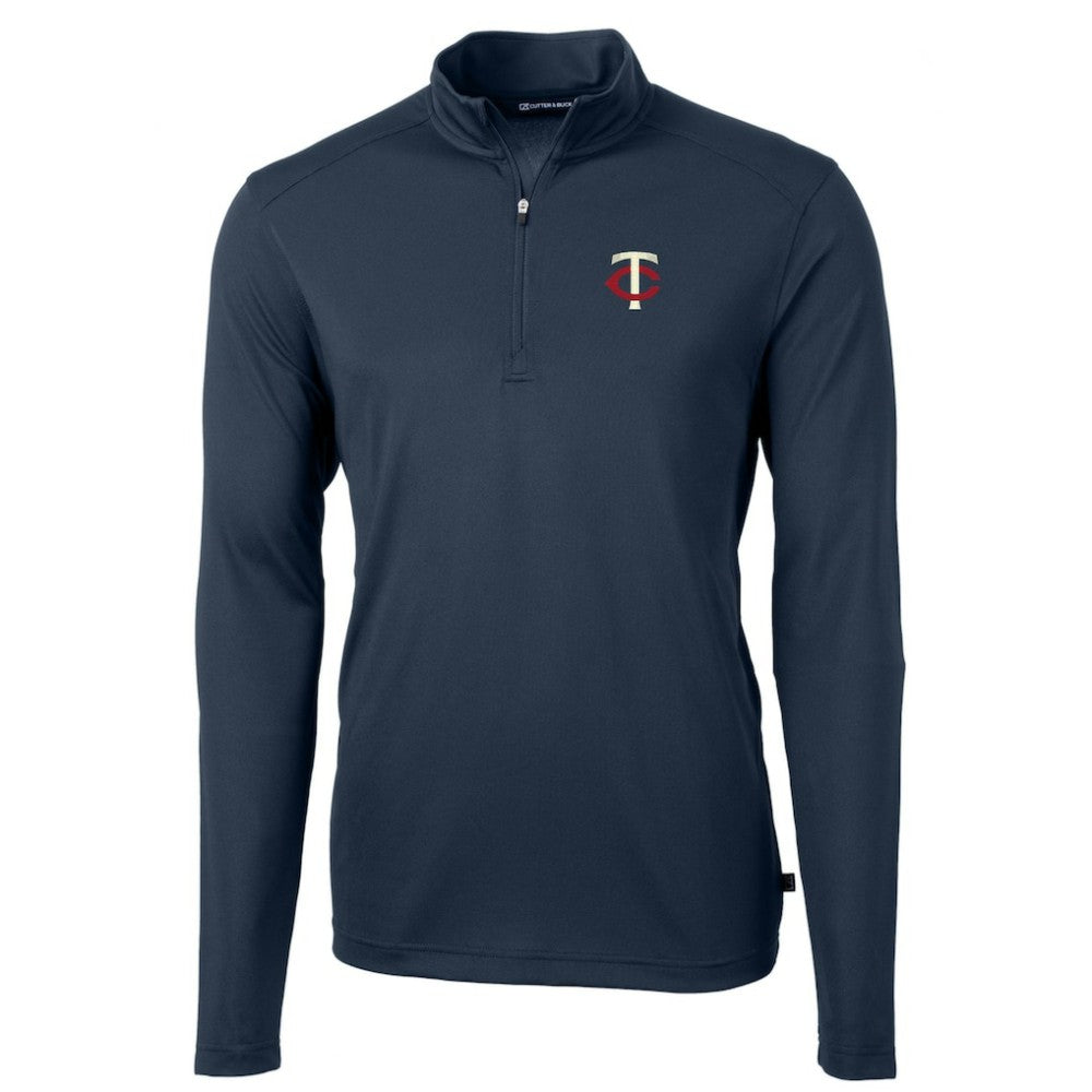 Minnesota Twins Cutter & Buck Virtue Eco Pique Recycled Quarter-Zip Pullover Top - Navy