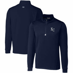 Kansas City Royals Cutter & Buck Big & Tall Traverse Stretch Quarter-Zip Pullover Top - Navy