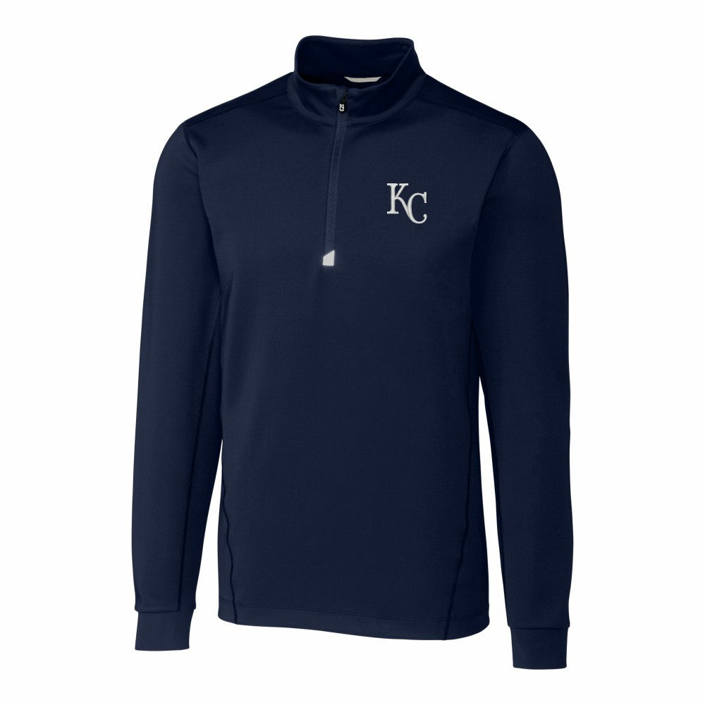 Kansas City Royals Cutter & Buck Big & Tall Traverse Stretch Quarter-Zip Pullover Top - Navy