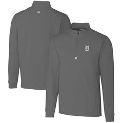 Detroit Tigers Cutter & Buck Big & Tall Traverse Stretch Quarter-Zip Pullover Top - Gray