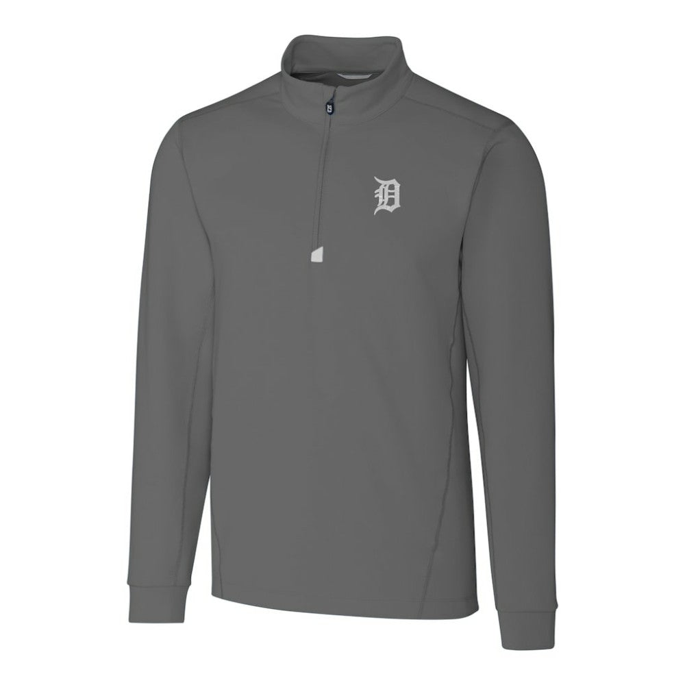 Detroit Tigers Cutter & Buck Big & Tall Traverse Stretch Quarter-Zip Pullover Top - Gray