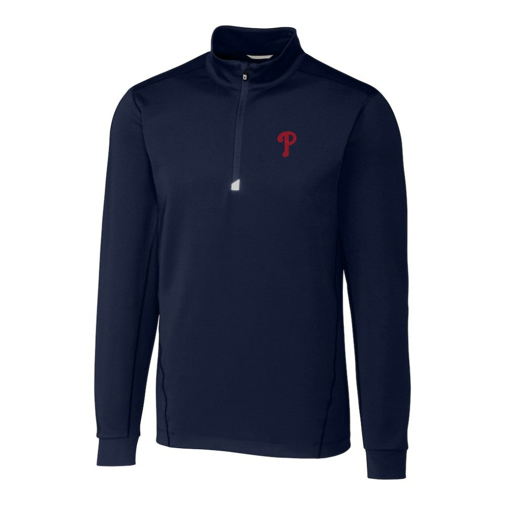 Philadelphia Phillies Cutter & Buck Big & Tall Traverse Stretch Quarter-Zip Pullover Top - Navy