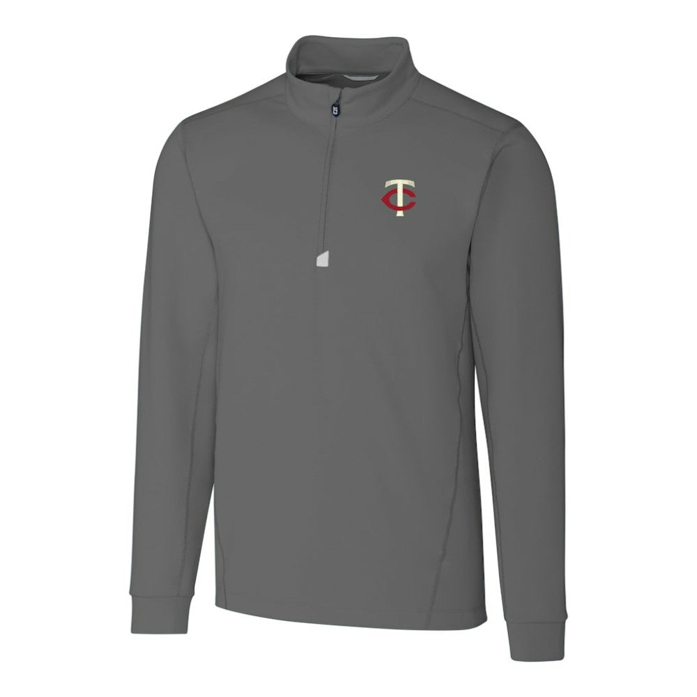 Minnesota Twins Cutter & Buck Big & Tall Traverse Stretch Quarter-Zip Pullover Top - Gray