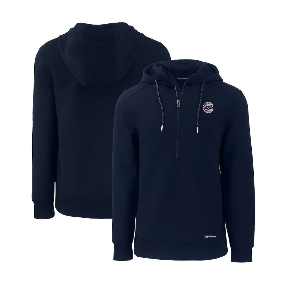 Chicago Cubs Cutter & Buck Stars & Stripes Roam Eco Half-Zip Recycled Pullover Hoodie - Navy