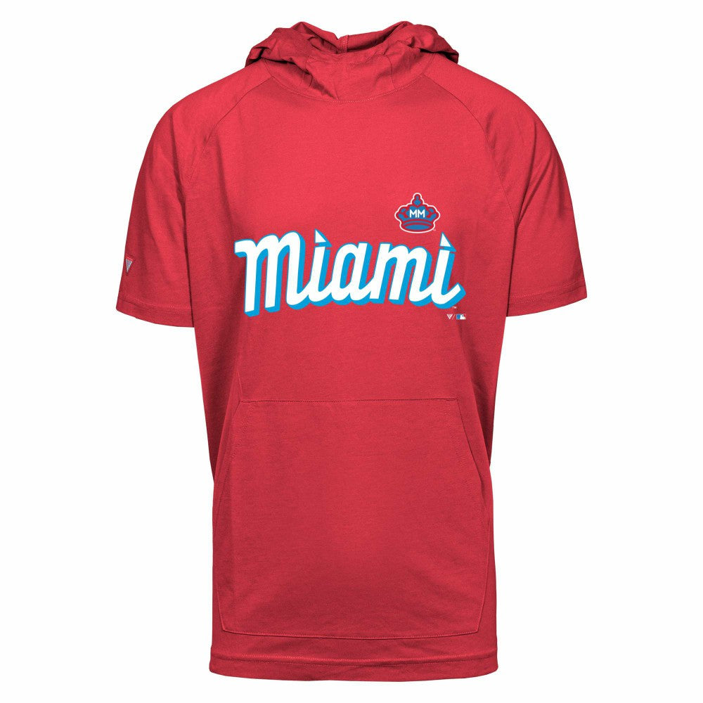 Miami Marlins Levelwear City Connect Phase Core Hoodie T-Shirt  - Red