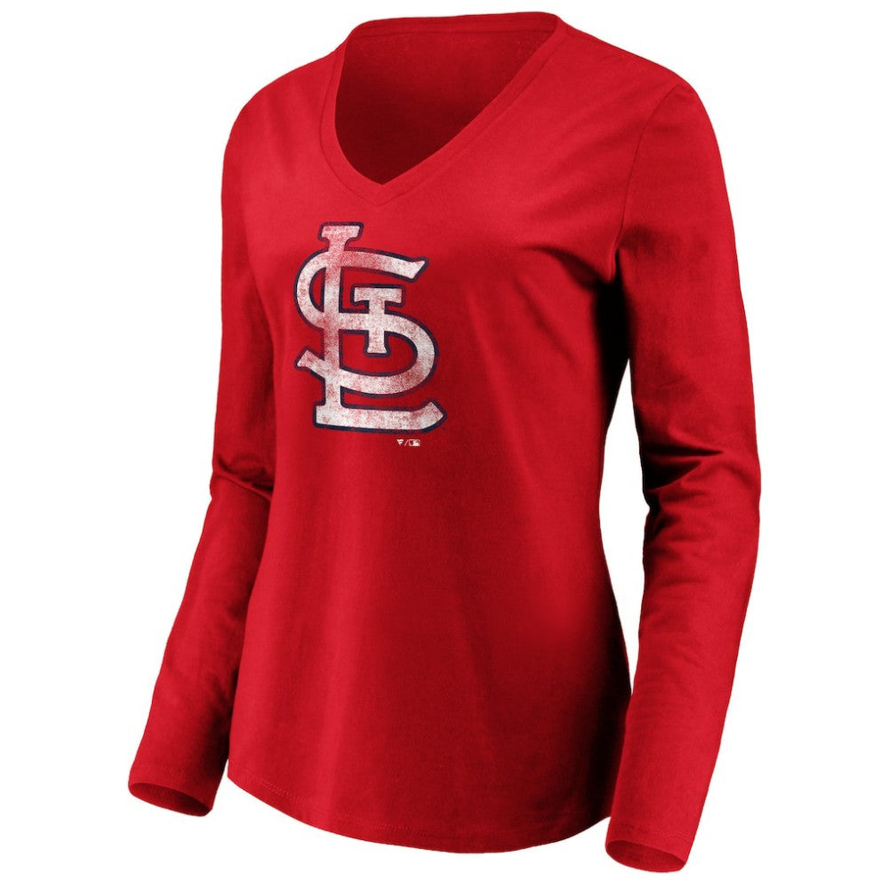 St. Louis Cardinals Women's Team Long Sleeve V-Neck T-Shirt - Red