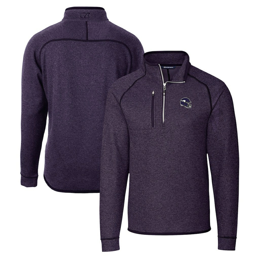 NFL Minnesota Vikings Cutter & Buck Helmet Mainsail Sweater-Knit Half-Zip Pullover Jacket