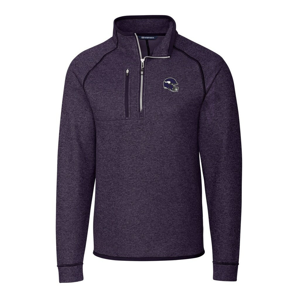 NFL Minnesota Vikings Cutter & Buck Helmet Mainsail Sweater-Knit Half-Zip Pullover Jacket