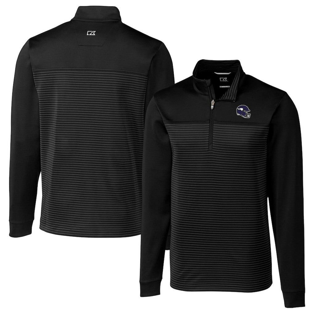NFL Minnesota Vikings Cutter & Buck Traverse Stripe Stretch Quarter-Zip Pullover Top