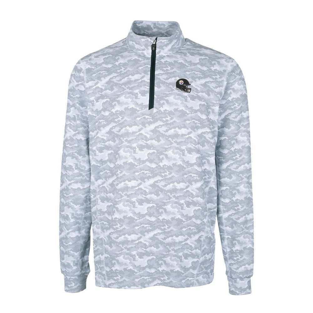 NFL Pittsburgh Steelers Cutter & Buck Helmet Traverse Camo Print Stretch Quarter-Zip Pullover Top
