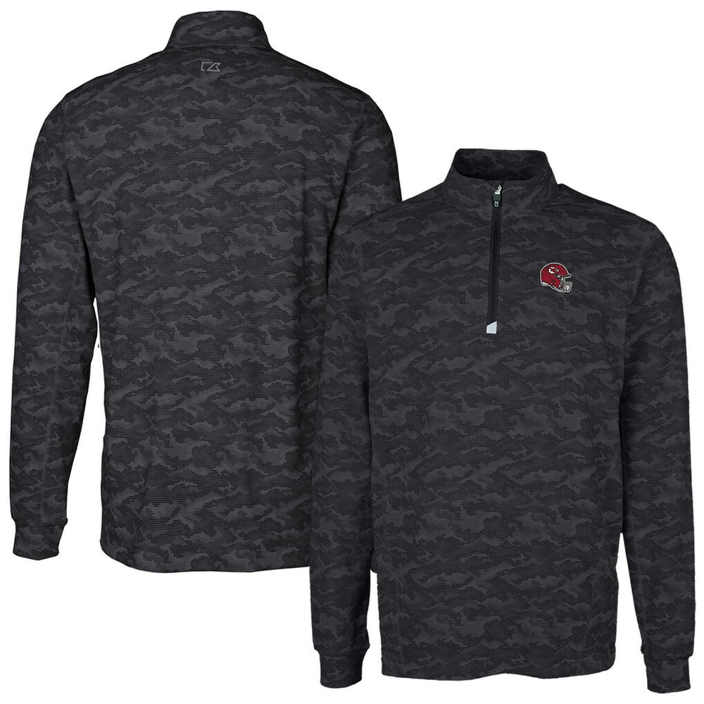 NFL Kansas City Chiefs Cutter & Buck Helmet Traverse Camo Print Stretch Quarter-Zip Pullover Top