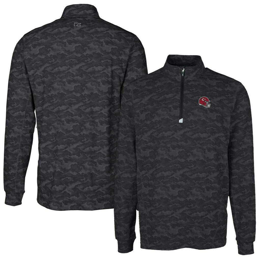 NFL Kansas City Chiefs Cutter & Buck Helmet Traverse Camo Print Stretch Quarter-Zip Pullover Top