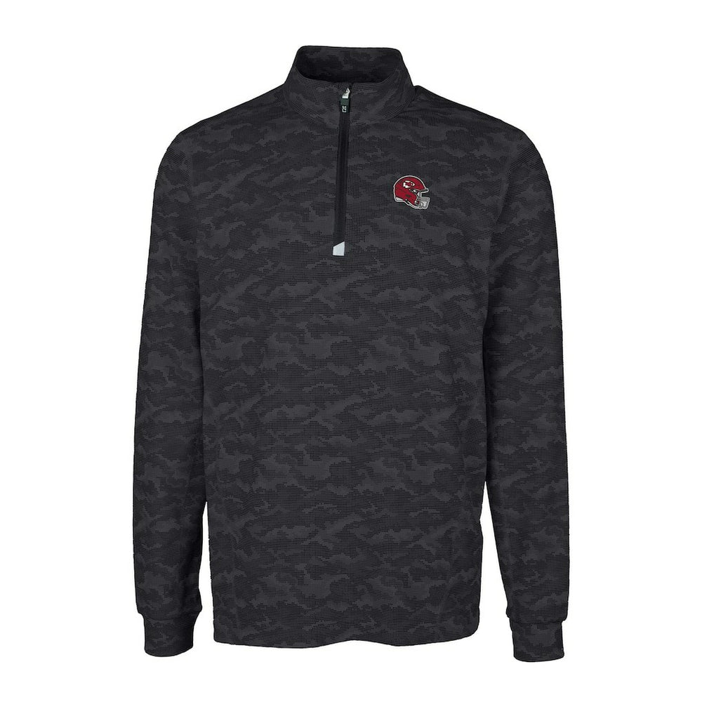 NFL Kansas City Chiefs Cutter & Buck Helmet Traverse Camo Print Stretch Quarter-Zip Pullover Top