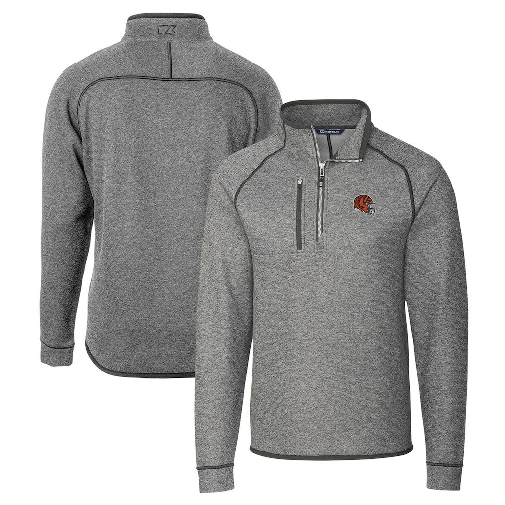 NFL Cincinnati Bengals Cutter & Buck Helmet Mainsail Sweater-Knit Half-Zip Pullover Jacket