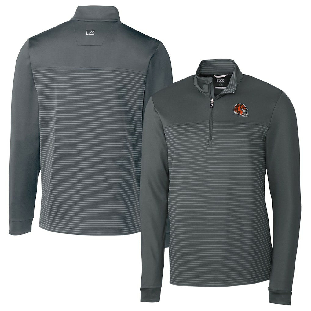 NFL Cincinnati Bengals Cutter & Buck Traverse Stripe Stretch Quarter-Zip Pullover Top