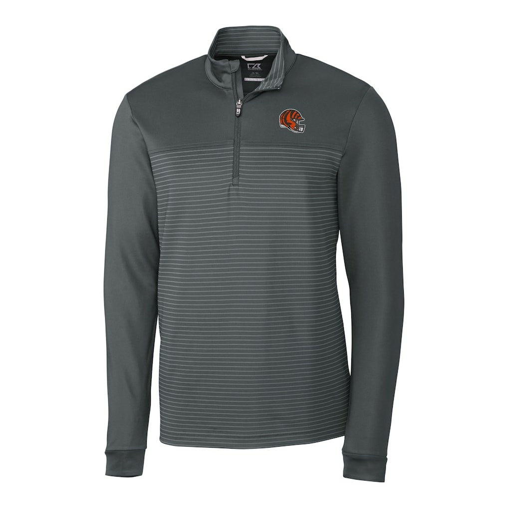 NFL Cincinnati Bengals Cutter & Buck Traverse Stripe Stretch Quarter-Zip Pullover Top