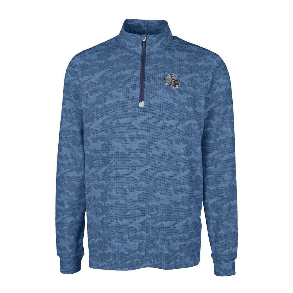 NFL New England Patriots Cutter & Buck Helmet Traverse Camo Print Stretch Quarter-Zip Pullover Top