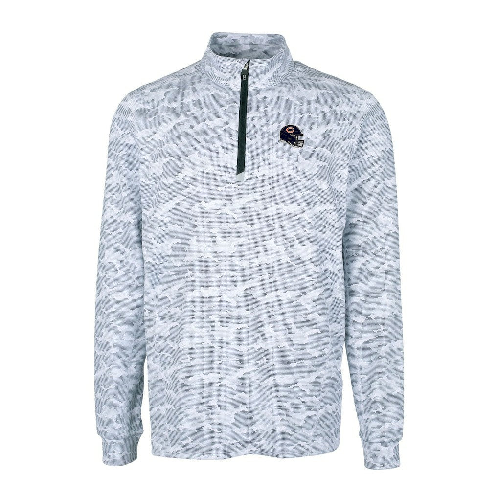 NFL Chicago Bears Cutter & Buck Helmet Traverse Camo Print Stretch Quarter-Zip Pullover Top