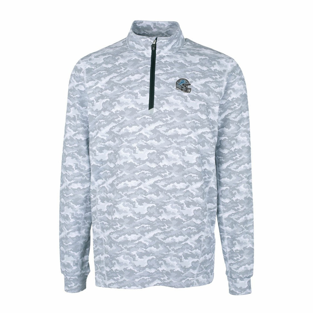 NFL Detroit Lions Cutter & Buck Helmet Traverse Camo Print Stretch Quarter-Zip Pullover Top