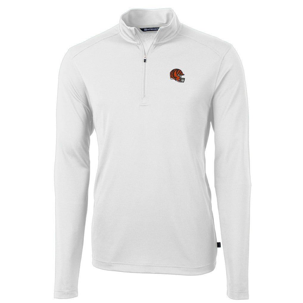 NFL Cincinnati Bengals Cutter & Buck Helmet Virtue Eco Pique Recycled Quarter-Zip Pullover Top