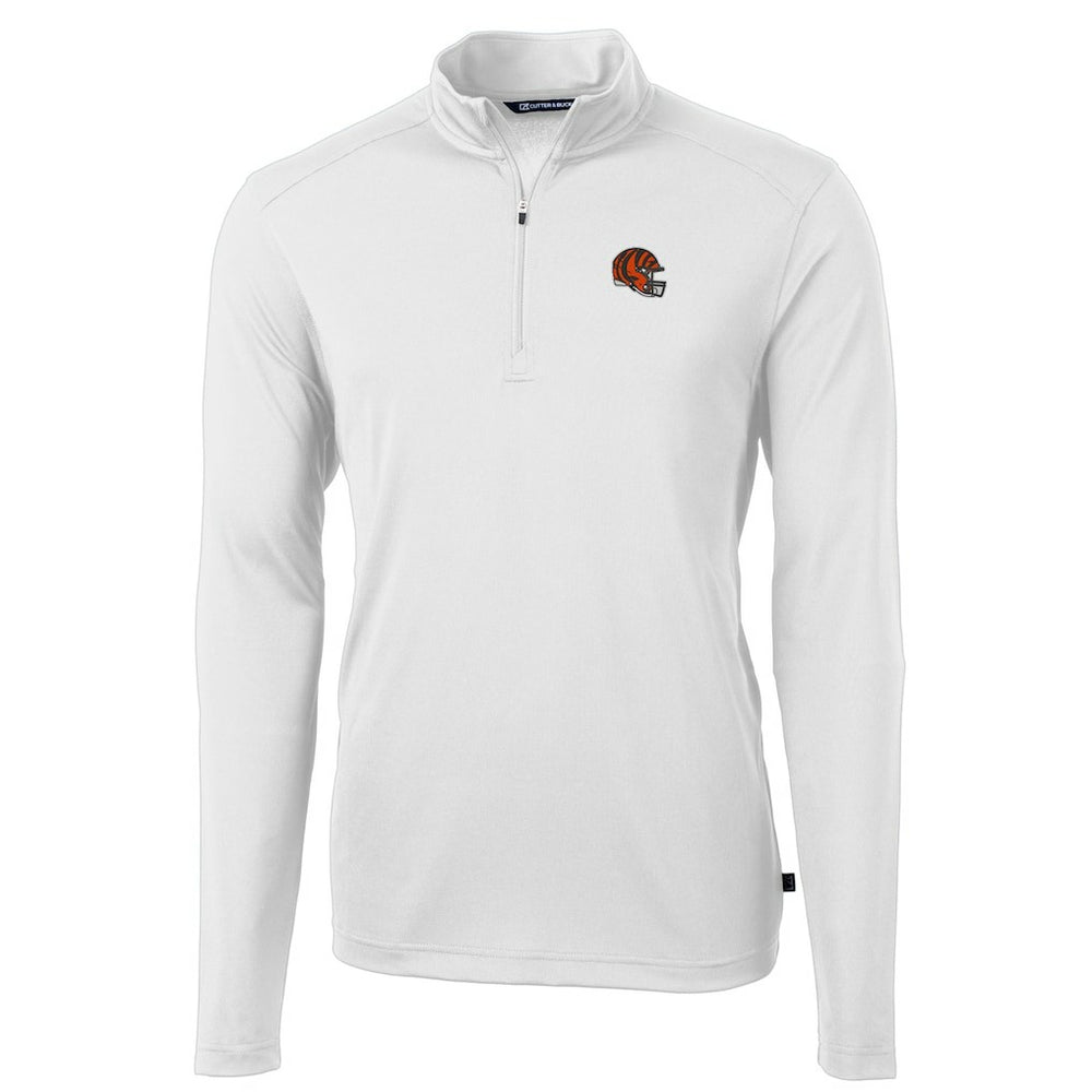 NFL Cincinnati Bengals Cutter & Buck Helmet Virtue Eco Pique Recycled Quarter-Zip Pullover Top