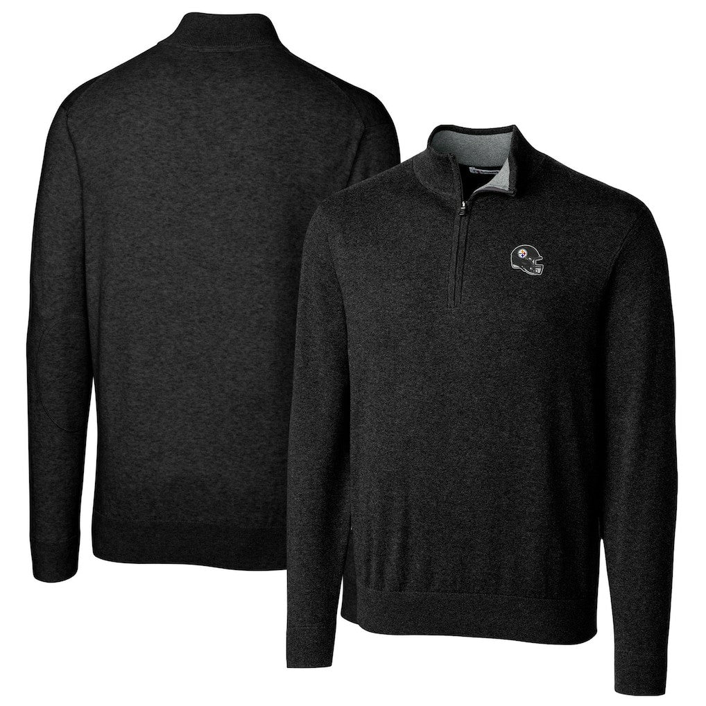 NFL Pittsburgh Steelers Cutter & Buck Helmet Lakemont Tri-Blend Quarter-Zip Pullover Sweater