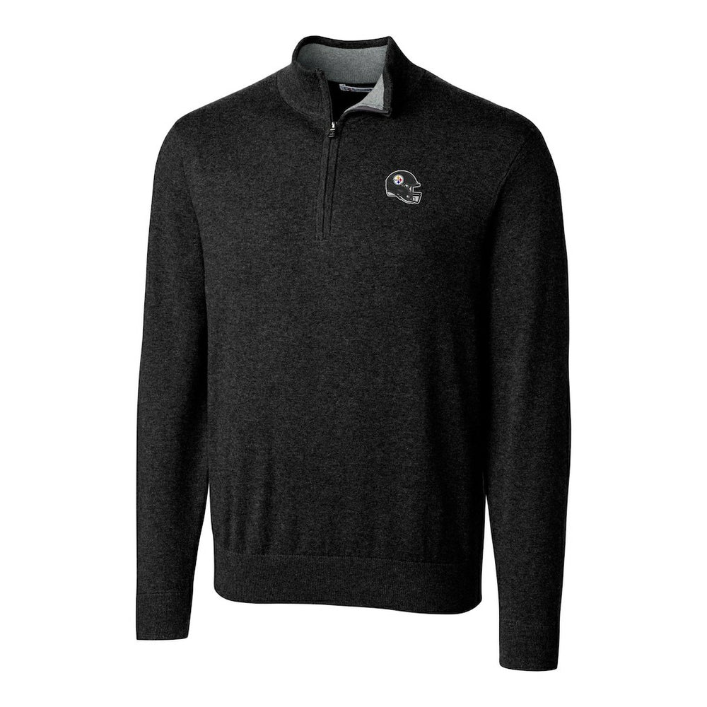 NFL Pittsburgh Steelers Cutter & Buck Helmet Lakemont Tri-Blend Quarter-Zip Pullover Sweater