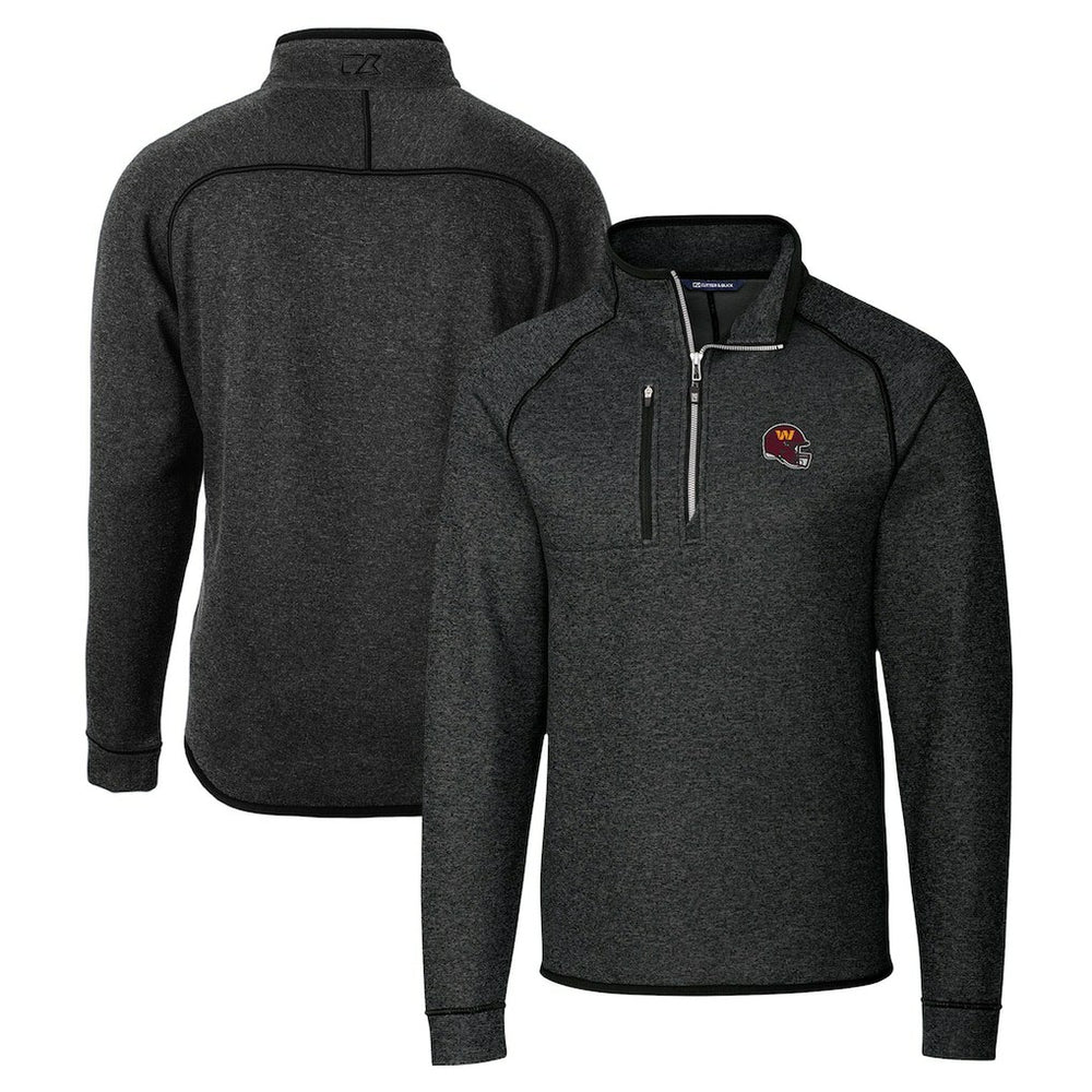 NFL Washington Commanders Cutter & Buck Helmet Mainsail Sweater-Knit Half-Zip Pullover Jacket
