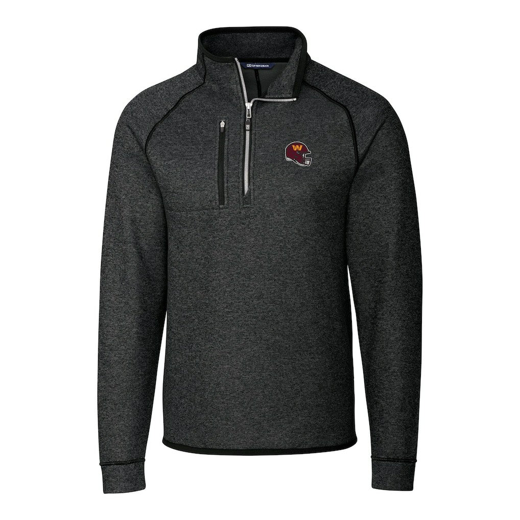 NFL Washington Commanders Cutter & Buck Helmet Mainsail Sweater-Knit Half-Zip Pullover Jacket