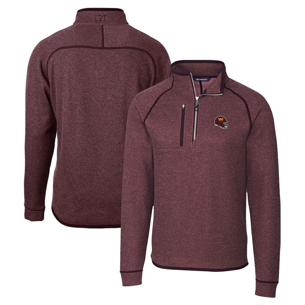 NFL Washington Commanders Cutter & Buck Helmet Mainsail Sweater-Knit Half-Zip Pullover Jacket